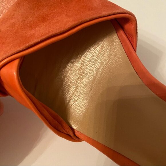 DIANE VON FURSTENBERG SANDALS BLOCK HEELS PEACH CORAL SUEDE LEATHER - Picture 11 of 13